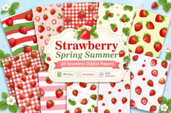 Download Strawberry Pattern Spring Summer Bundle - Spring Collection