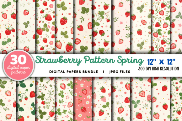 Download Strawberry Pattern Spring Summer Papers - Spring Collection