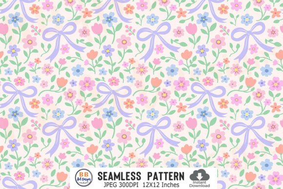 Download Spring Floral Pattern Flower Bow Paper - Spring Collection