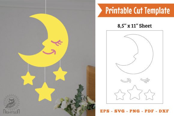 Download Cute Moon Printable Cut Template - Moon printable Collection