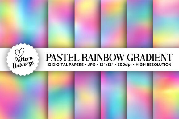 Download Pastel Rainbow Gradient Digital Paper - Gradient digital paper Collection