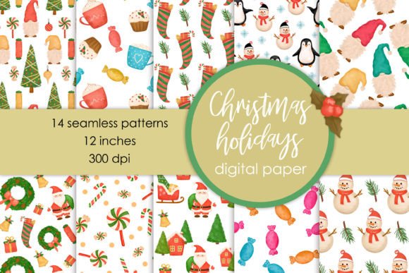 Download Cute Christmas Digital Paper, Pattern - Cute christmas digital paper Collection