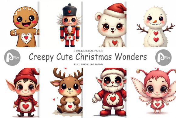 Download Creepy Cute Christmas Digital Paper - Cute christmas digital paper Collection