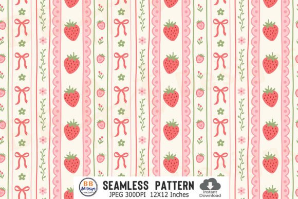 Download Coquette Strawberry Pattern Spring Paper - Spring Collection