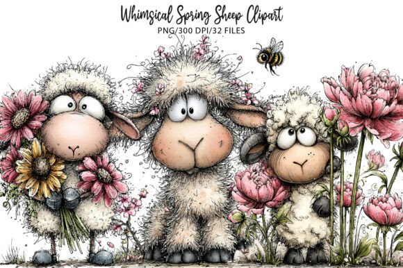 Download Whimsical Spring Sheep Clipart - Spring Collection
