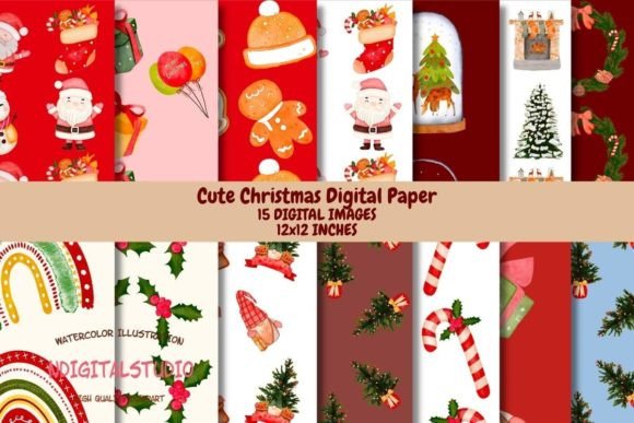Download Cute Christmas Digital Paper Pack - Cute christmas digital paper Collection