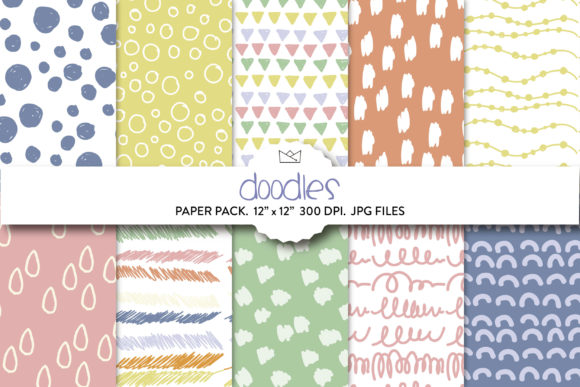 Download Pastel Doodle Digital Paper, Hand Draw - Doodle digital paper Collection