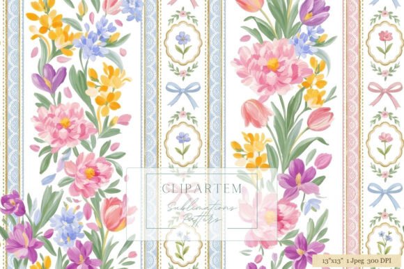 Download Spring Floral Stripe Sublimation Pattern - Spring Collection